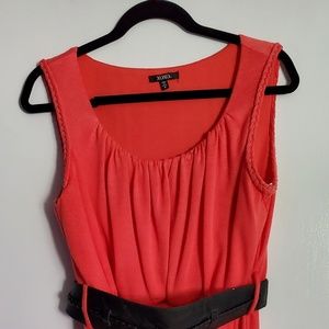 Orange Dress with Pockets and Accent Belt